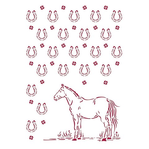 Romantic Horses Ferro di Cavallo Stencil A4